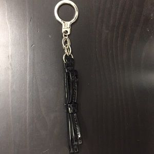 Kate Spade black patent leather bow keychain